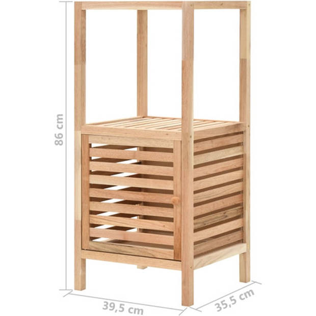 The Living Store Houten Opbergkast - Badkaast - 39.5 x 35.5 x 86 cm - massief walnotenhout en multiplex