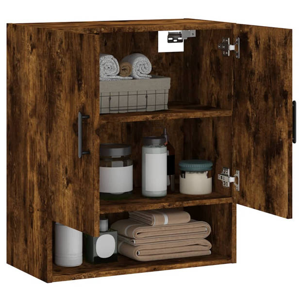 The Living Store Wandkast Gerookt Eiken - Zwevende Kast - 60x31x70 cm