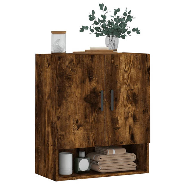 The Living Store Wandkast Gerookt Eiken - Zwevende Kast - 60x31x70 cm