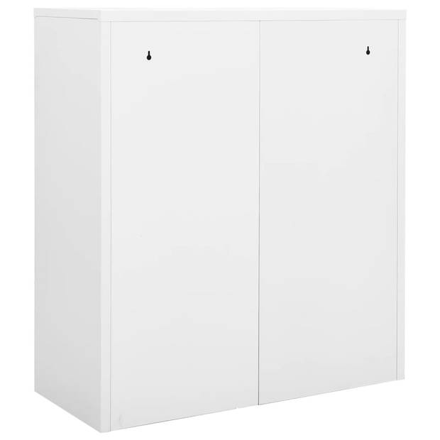 The Living Store Archiefkast - 90 x 40 x 102 cm - Wit - Staal - 2 verstelbare schappen - 2 lades - Draagvermogen 90 kg