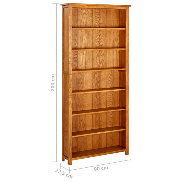 The Living Store Boekenkast Massief Eikenhout - 90 x 22.5 x 200 cm - 7 Schappen