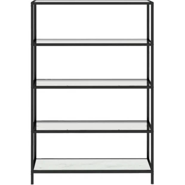 The Living Store Hoekschap - Opbergkast - 100 x 36 x 168 cm - Glas en ijzer 5 mm - Zwart en witmarmer