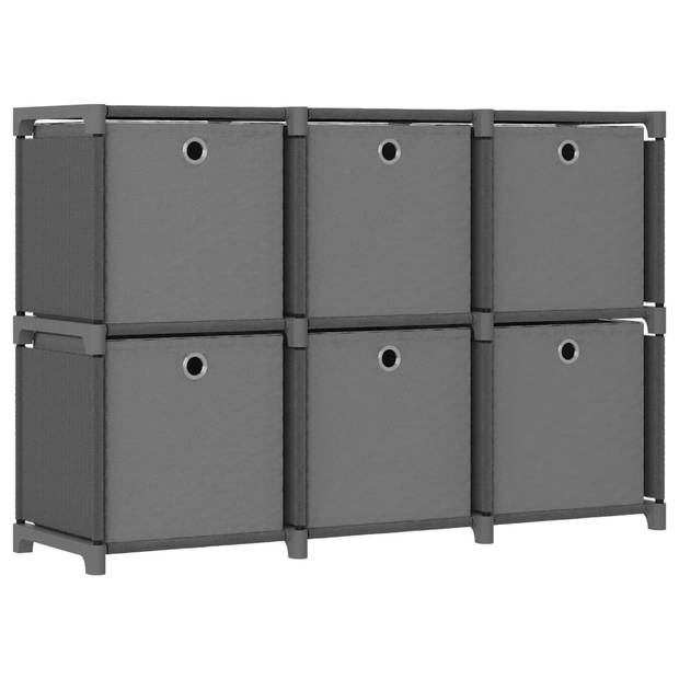 The Living Store Kast met 6 vakken met boxen 103x30x72-5 cm stof grijs - Kast