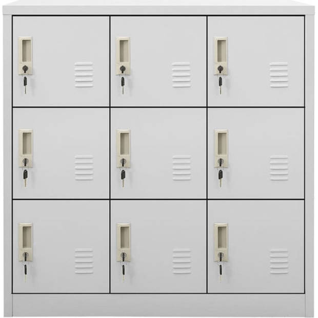 The Living Store Lockerkast 9 compartimenten 90x45x92.5 cm - lichtgrijs - Staal