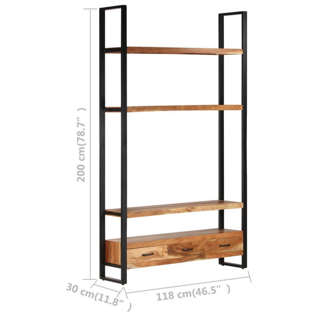 The Living Store Massief Acaciahouten Hoge Kast - 118 x 30 x 200 cm - Opbergmeubel