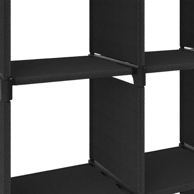 The Living Store Vakkenkast - 103 x 30 x 72.5 cm - Zwart stof en staal - 5 vakken
