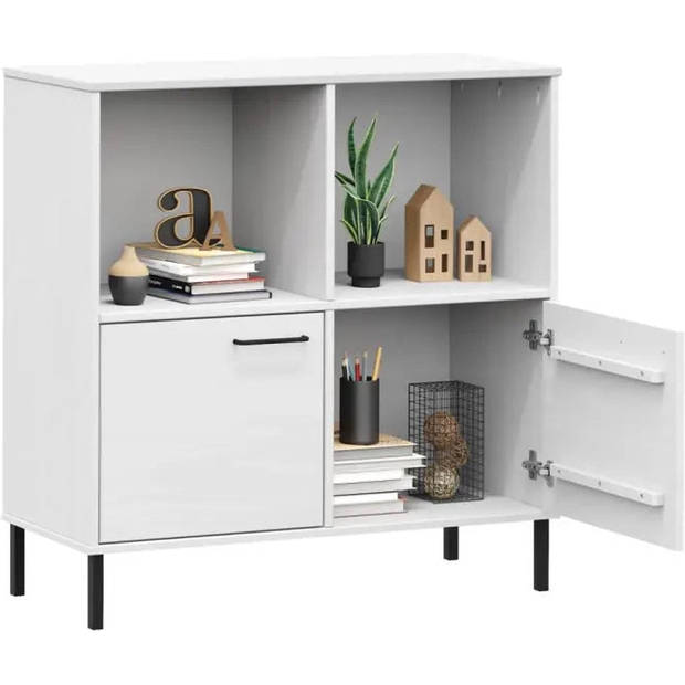 The Living Store OSLO Boekenkast - 90 x 35 x 90.5 cm - Massief grenenhout - Wit