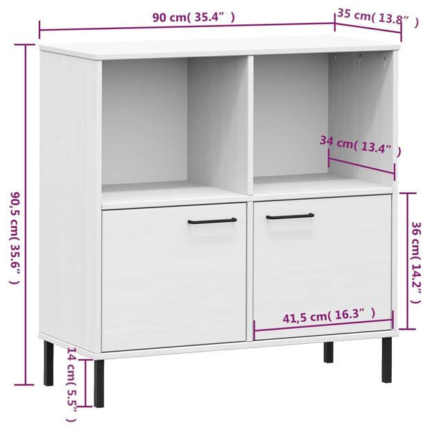 The Living Store OSLO Boekenkast - 90 x 35 x 90.5 cm - Massief grenenhout - Wit