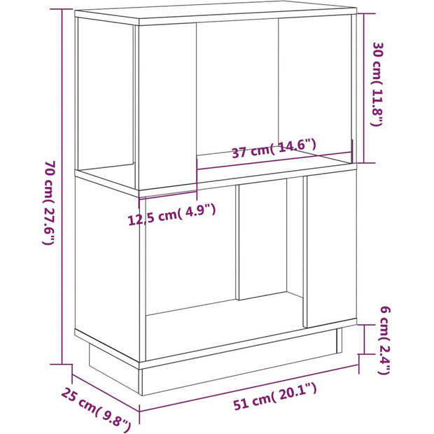 The Living Store Boekenkast Grenenhout - 51 x 25 x 70 cm - Honingbruin