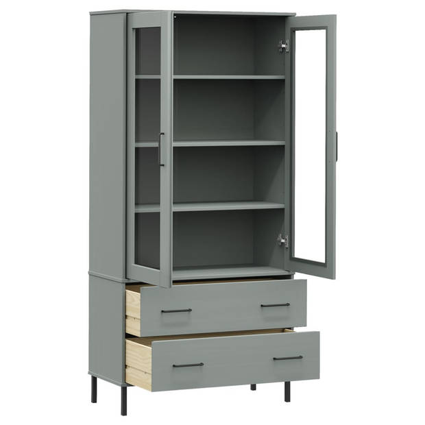 vidaXL Boekenkast met metalen poten OSLO 85x35x172,5 cm hout grijs