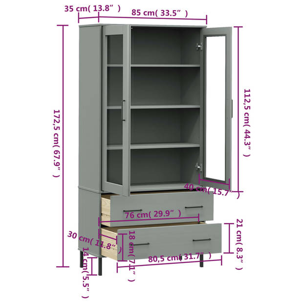 The Living Store OSLO Boekenkast - 85 x 35 x 172.5 cm - Massief grenenhout