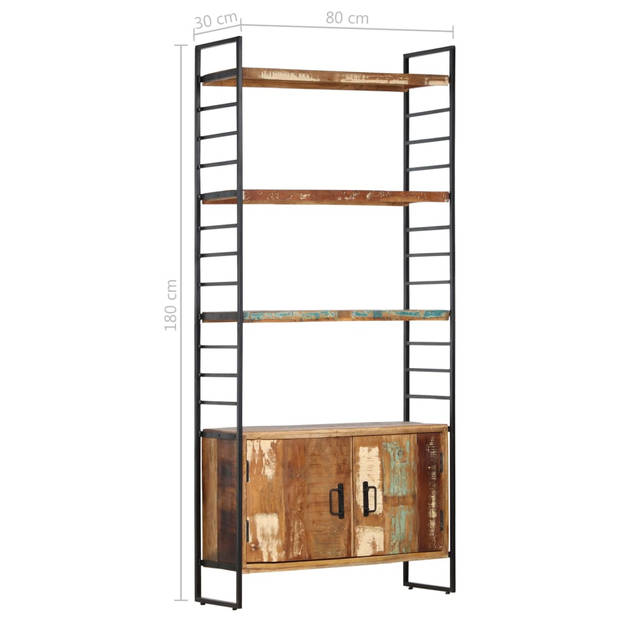 The Living Store Boekenkast met 4 schappen 80x30x180 cm massief gerecycled hout - Kast