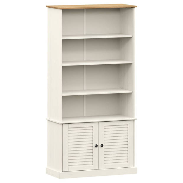 The Living Store VIGO Boekenkast - 85x35x170 cm - Rustieke uitstraling - Massief grenenhout - Metalen knoppen