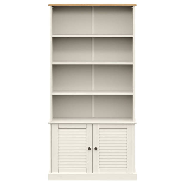 The Living Store VIGO Boekenkast - 85x35x170 cm - Rustieke uitstraling - Massief grenenhout - Metalen knoppen