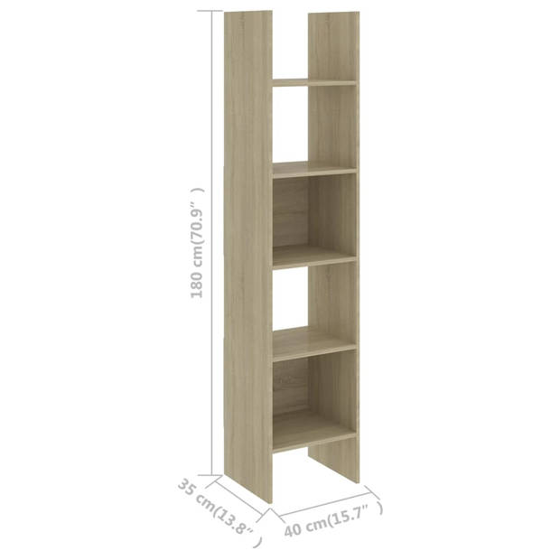 The Living Store Opbergkast - Sonoma eiken - 40x35x180 cm - 5 ruime vakken