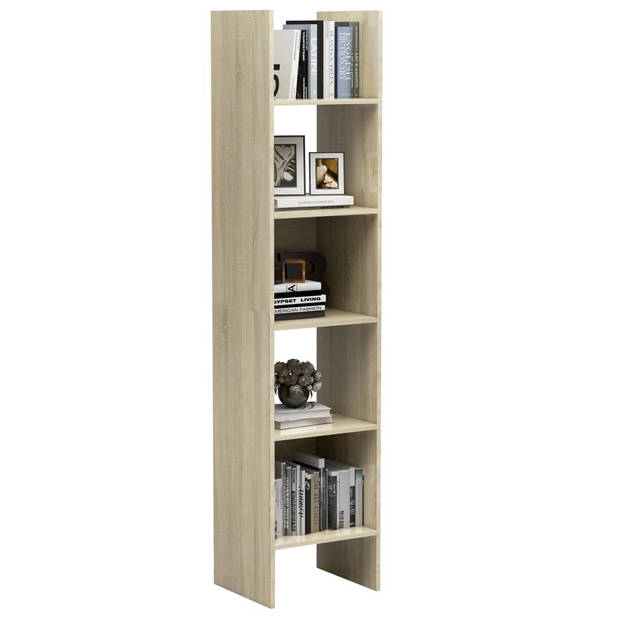 The Living Store Opbergkast - Sonoma eiken - 40x35x180 cm - 5 ruime vakken