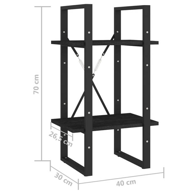 The Living Store Boekenkast - Industriële stijl - 40 x 30 x 70 cm - Massief grenenhout en metaal