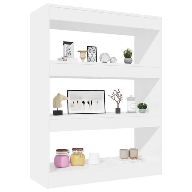 The Living Store Boekenkast - Hoogglans wit - 80x30x103 cm - Hout