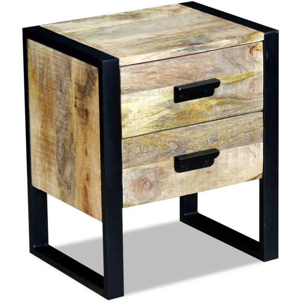 The Living Store Industriële Tafel - 43 x 33 x 51 cm - Massief mangohout en ijzer