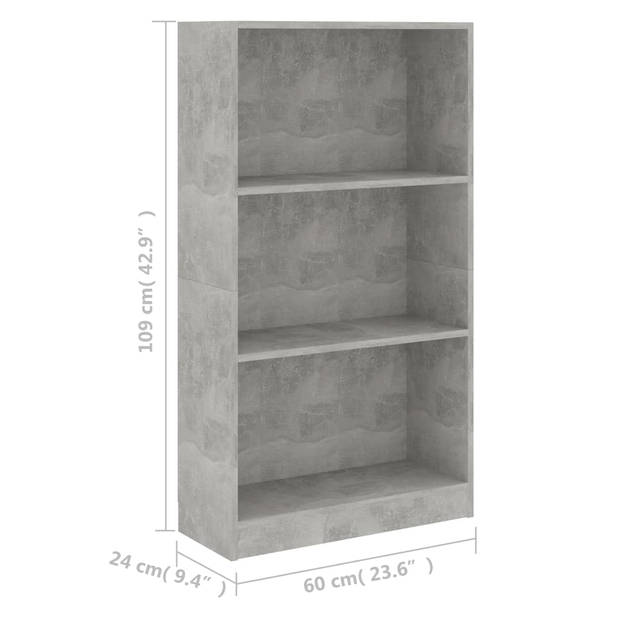 The Living Store Boekenkast - Meubels - 60 x 24 x 109 cm - Betongrijs hout