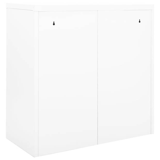 The Living Store Roldeurkast 90 x 40 x 90 cm - wit - staal - met schuifdeuren