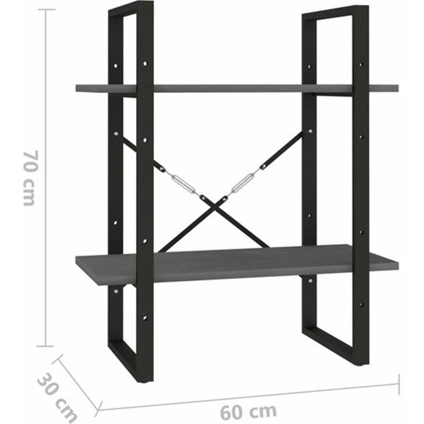 The Living Store Boekenkast - Massief grenenhout - Grijs - 60 x 30 x 70 cm - Industriële uitstraling