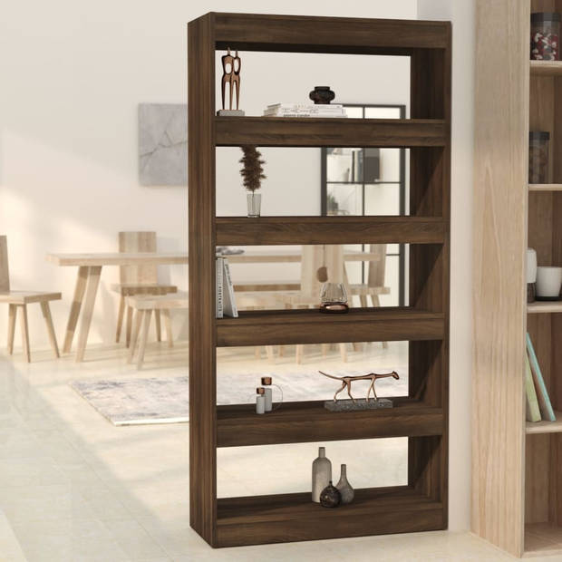 The Living Store Boekenkast bruineiken - 80 x 30 x 166 cm - veelzijdig meubel - wandmontage vereist