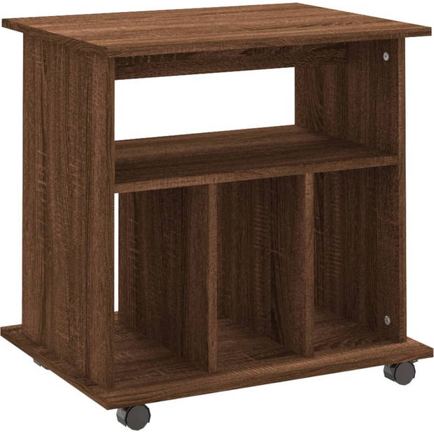 The Living Store Verrijdbare Kast Bewerkt Hout - 60 x 45 x 60 cm - Bruineiken