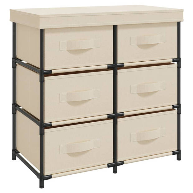 The Living Store Opbergkast met 6 lades 55x29x55 cm staal crèmekleurig - Kast