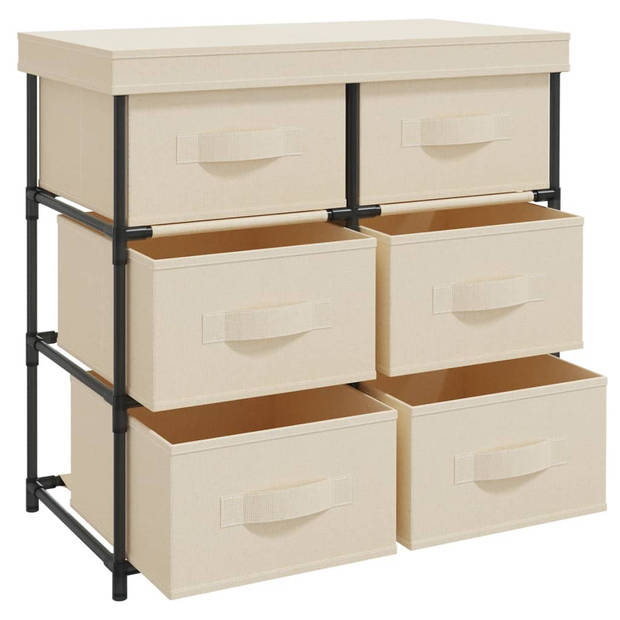 The Living Store Opbergkast met 6 lades 55x29x55 cm staal crèmekleurig - Kast