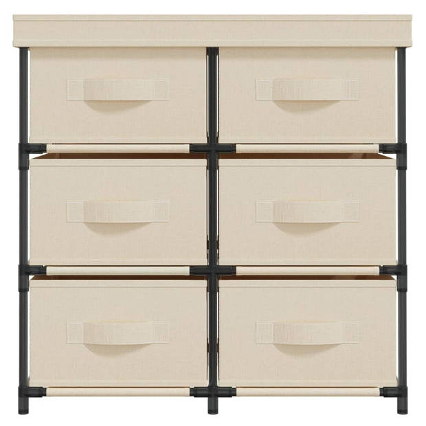 The Living Store Opbergkast met 6 lades 55x29x55 cm staal crèmekleurig - Kast