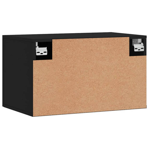 The Living Store Wandkast Zwarte Bewerkt Hout - 60 x 36.5 x 35 cm (L x B x H)