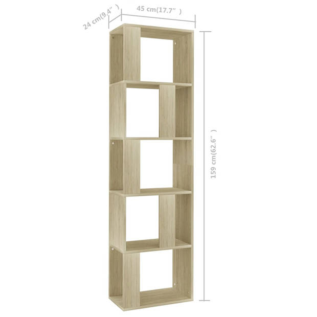 The Living Store Boekenkast Sonoma Eiken 45 x 24 x 159 cm 5 Vakken