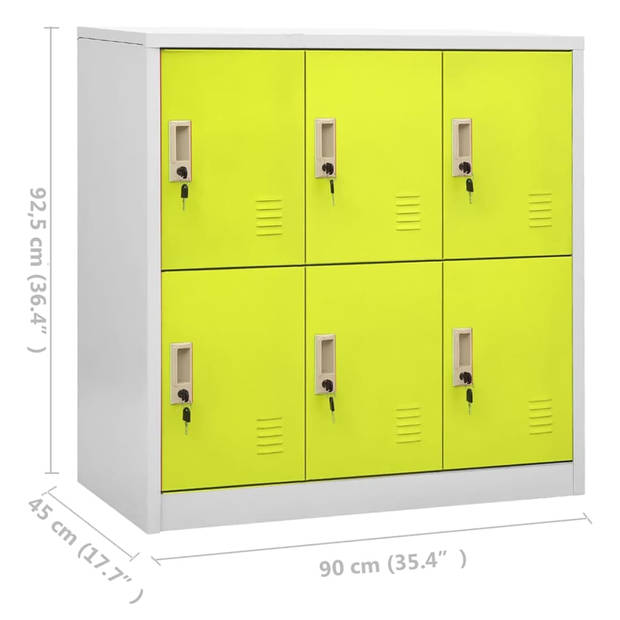 The Living Store Lockerkast Staal - 90 x 45 x 92.5 cm - Lichtgrijs-Groen