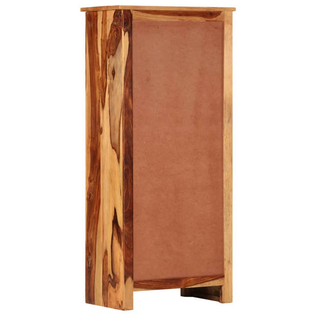 The Living Store Sheesham Hoge Kast - 50x30x110 cm - Met 4 schappen en 1 glazen deur