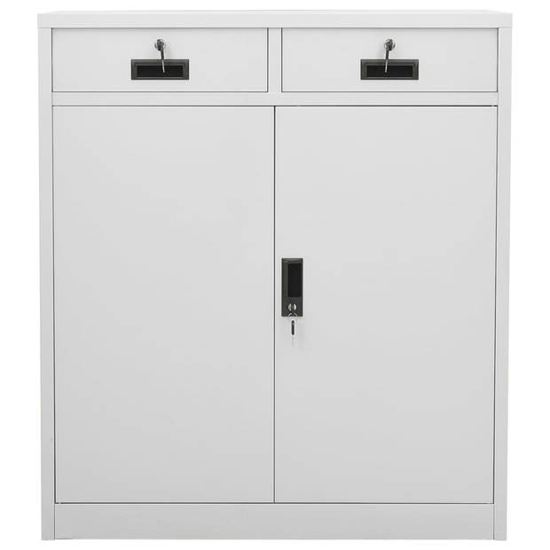 The Living Store Archiefkast - Staal - 90x40x102 cm - 2 verstelbare schappen - 2 lades - Lichtgrijs