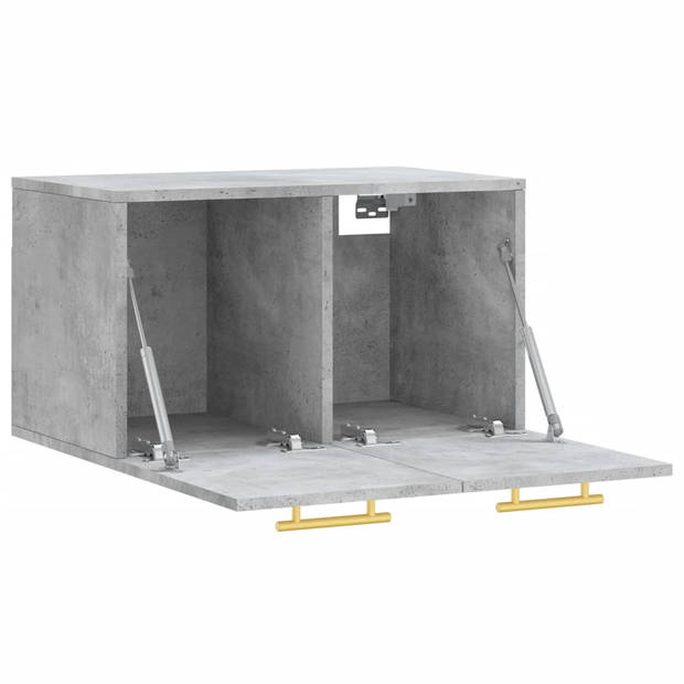 The Living Store Wandkast 60x36-5x35 cm bewerkt hout betongrijs - Kast