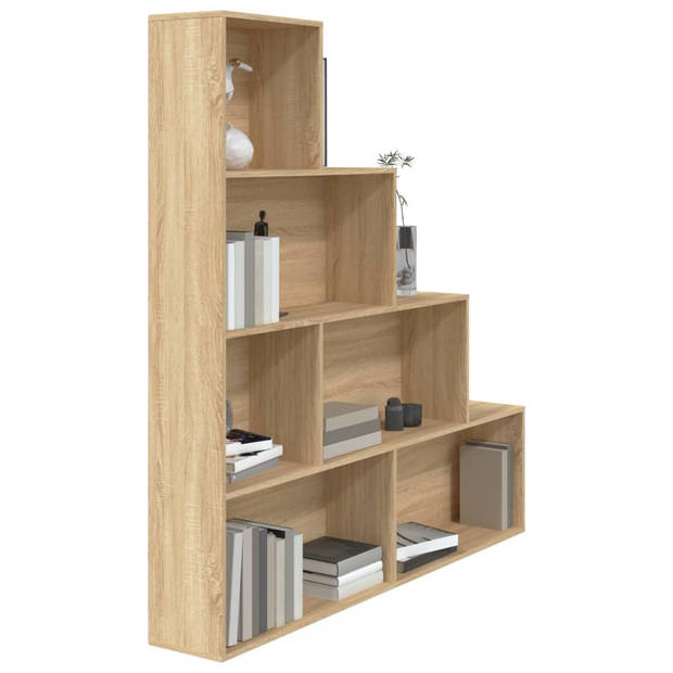 The Living Store Boekenkast - Sonoma Eiken - 155 x 24 x 160 cm - 6 open schappen