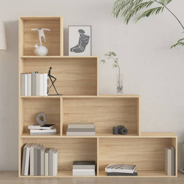 The Living Store Boekenkast - Sonoma Eiken - 155 x 24 x 160 cm - 6 open schappen
