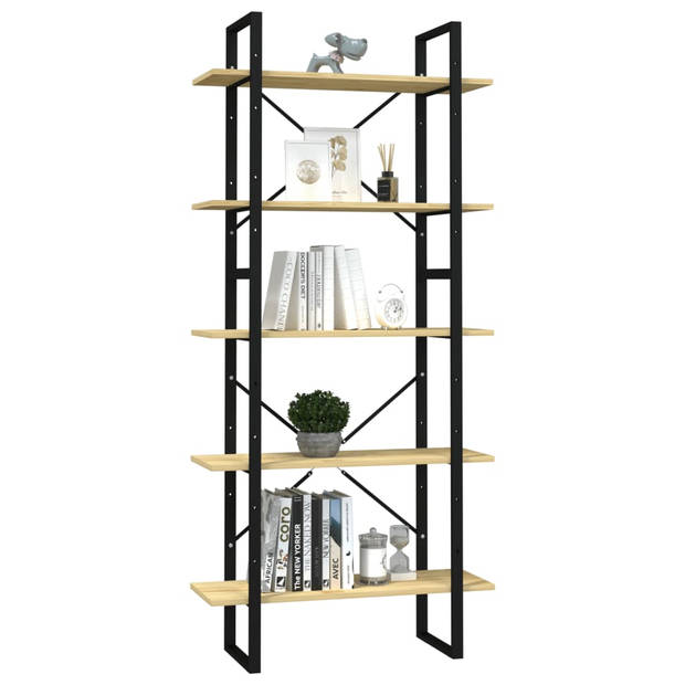 The Living Store Boekenkast - Grenenhout en Metaal - 80x30x105 cm en 80x30x70 cm