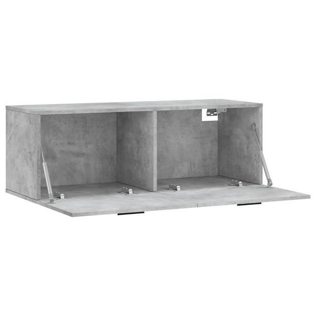 The Living Store Wandkast Betongrijs - 100 x 36.5 x 35 cm - Duurzaam hout - Opbergruimte - Wandgemonteerde functie