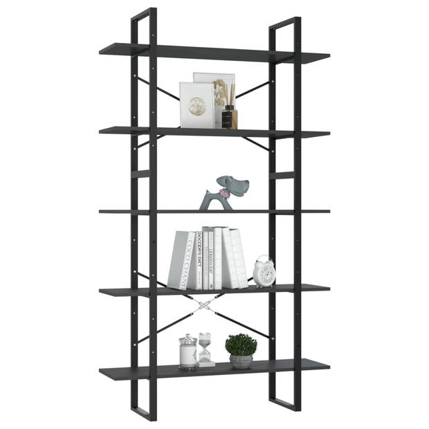 The Living Store Boekenkast Industrieel Grijs 100x30x105 cm - Bewerkt hout en metaal