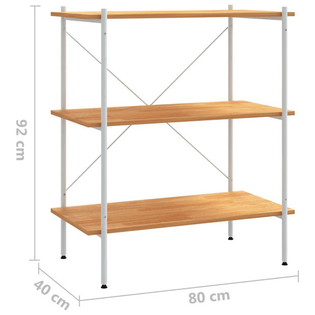 vidaXL Opbergrek 3-laags 80x40x92 cm wit en eikenkleurig