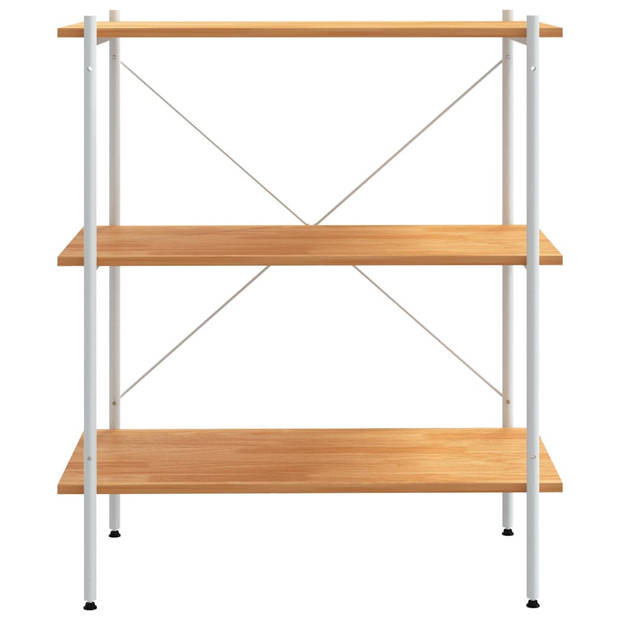 The Living Store Opbergrek - Staand - 80x40x92 cm - Wit/Eiken - Bewerkt hout/staal