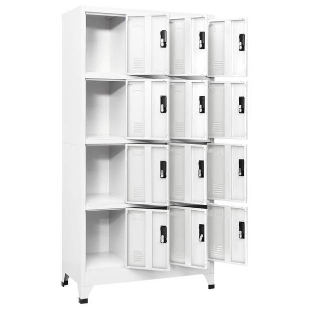 The Living Store Lockerkast Staal - 90 x 45 x 180 cm - 12 deuren - Wit