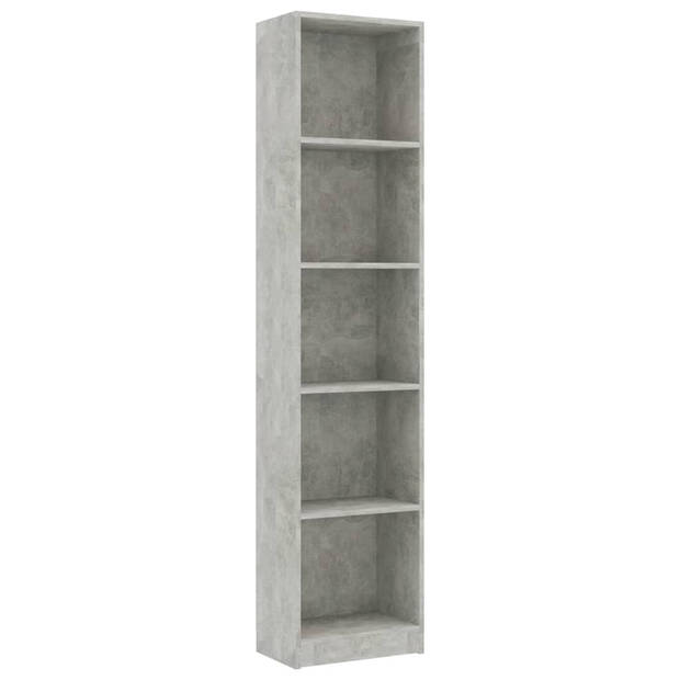 The Living Store Boekenkast - Bewerkt hout - 40 x 24 x 175 cm - Betongrijs