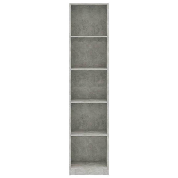 The Living Store Boekenkast - Bewerkt hout - 40 x 24 x 175 cm - Betongrijs