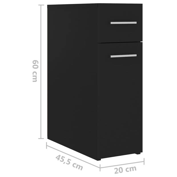 vidaXL Apothekerskast 20x45,5x60 cm bewerkt hout zwart