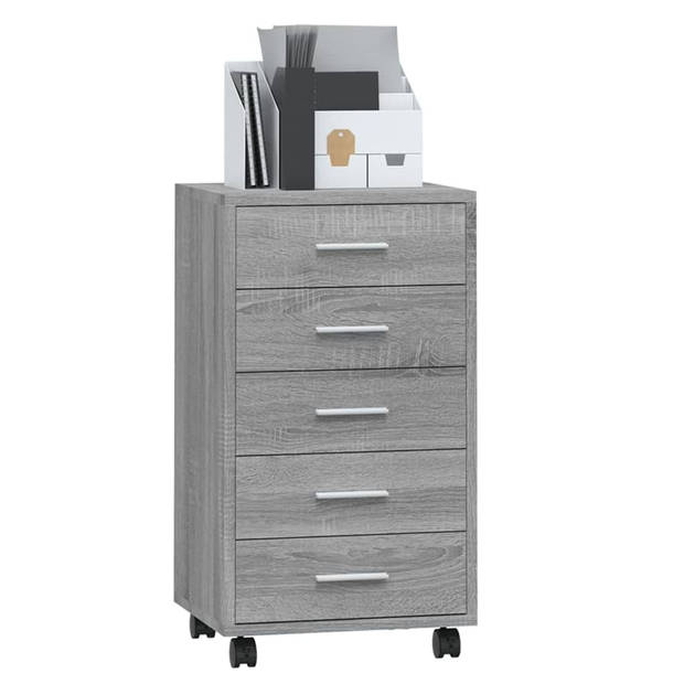 The Living Store Ladeblok - Kast - 33x38x63 cm - Grijs Sonoma Eiken