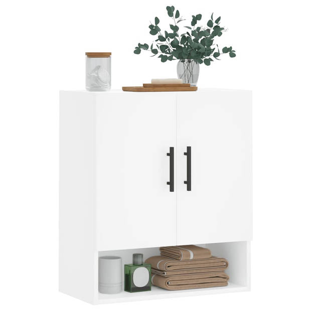 The Living Store Wandkast Opbergkast - 60x31x70 cm - Wit